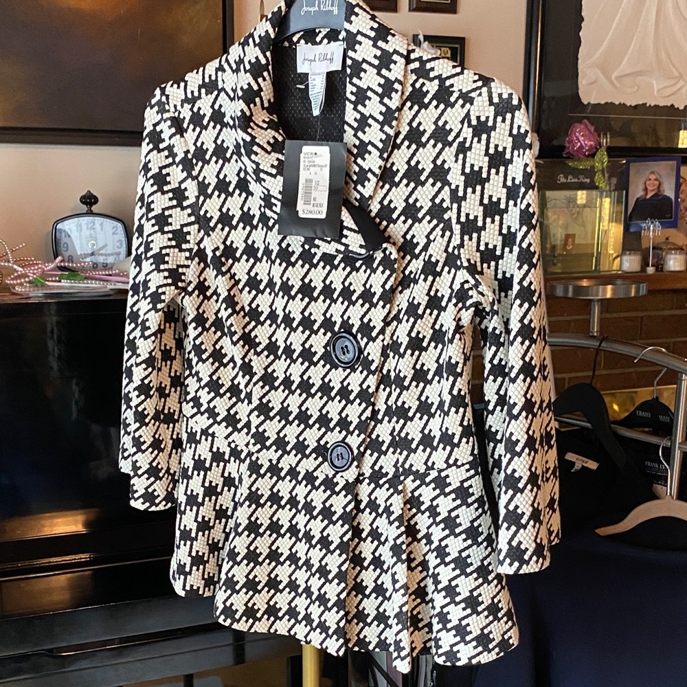 Joseph Ribkoff NEW 3/4 Sleeve Houndstooth Jacket Style 224160 - Picture 3 of 5